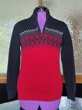 urban pipeline Black & Red Nordic Half-Zip Turtleneck Sweater